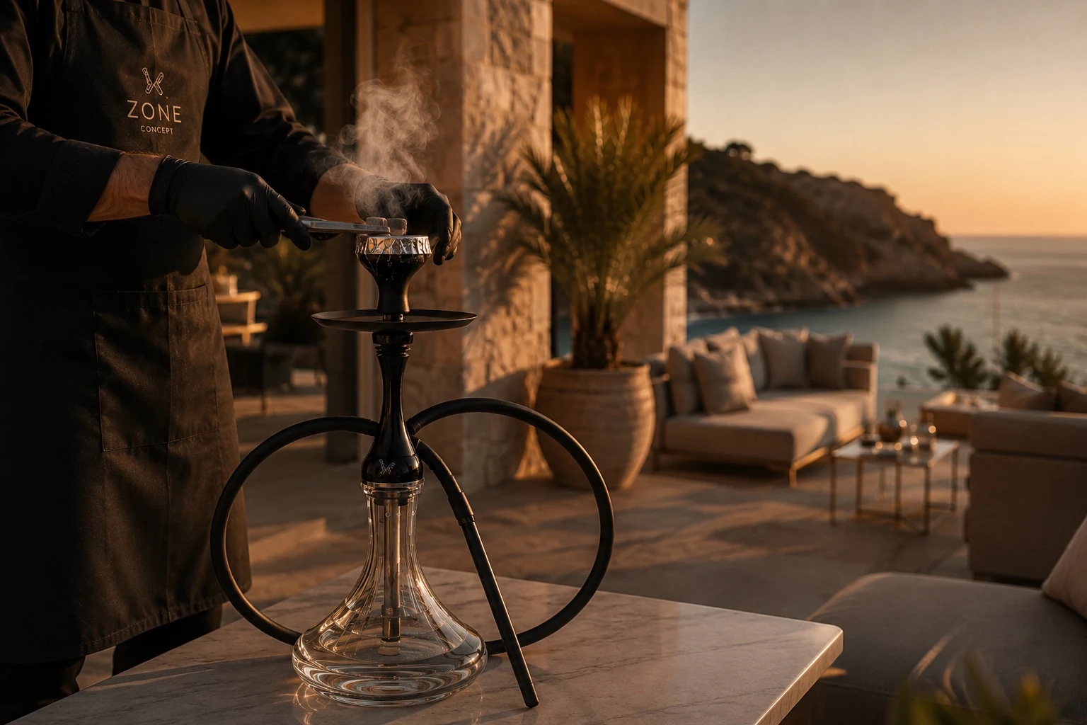 Hookah area on a private villa terrace